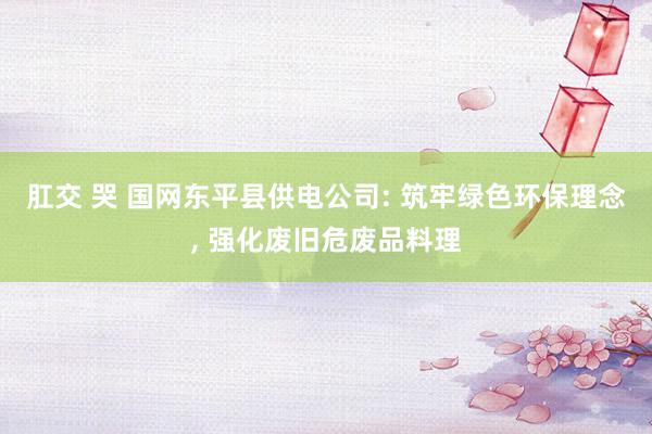 肛交 哭 国网东平县供电公司: 筑牢绿色环保理念, 强化废旧危废品料理